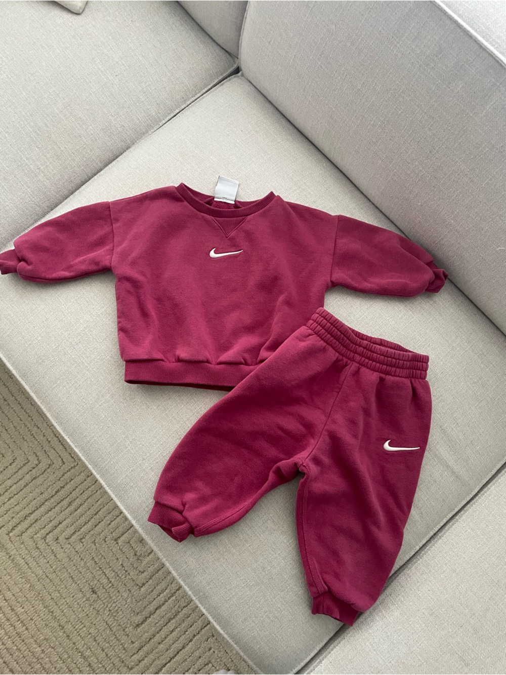 Nike rosebud pink baby sweatsuit